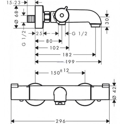 Hansgrohe Termostatinis dušo-vonios maišytuvas Hansgrohe Ecostat 1001 CL 13211000